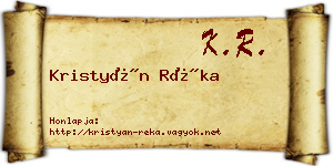 Kristyán Réka névjegykártya